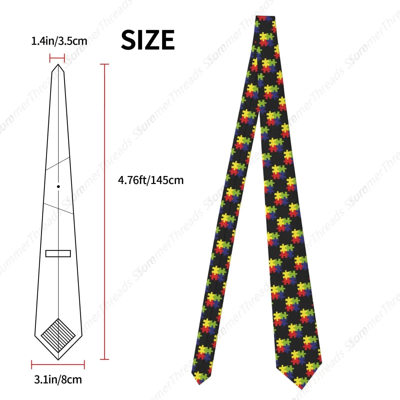 Autism Awareness Month Puzzle Puzzles Men'S Novelty Tie Necktie Neckties For Mens Wedding Party Work Casual Holiday Party Gifts