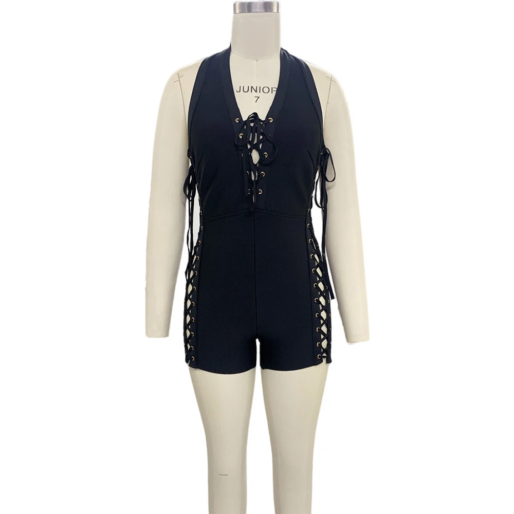 

Fashion Backless Side Bandage Bodycon Party Dress Women Evening Cocktail Prom Gown Elegant Solid Black Clubwear Short Dress