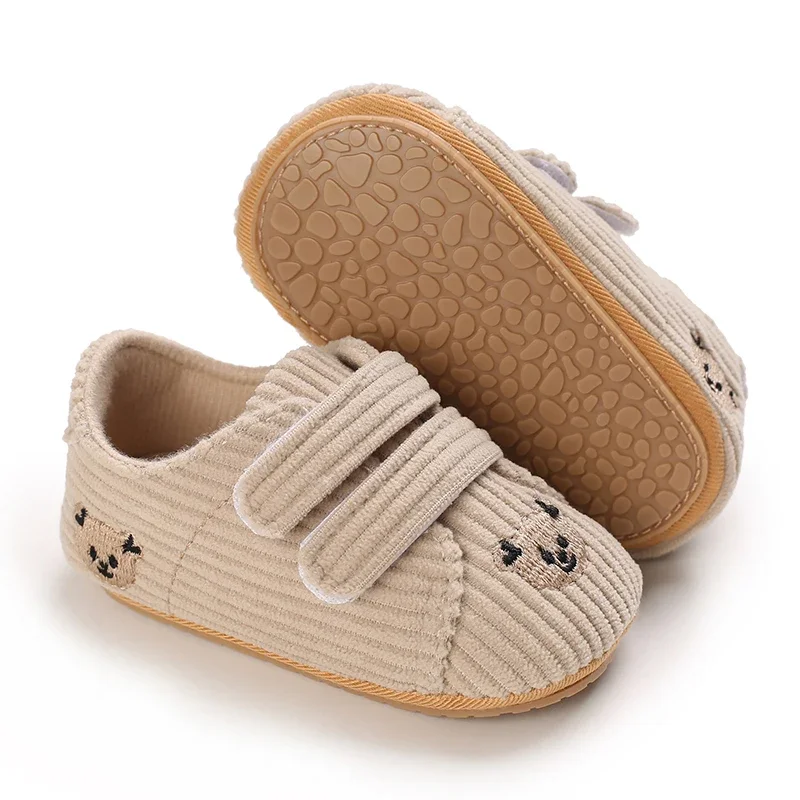 0–18 Monate Baby-Sneaker mit Bären-Stickerei für Jungen und Mädchen, Lauflernschuhe für Kleinkinder, weiche Sohle, Cord, lässige Babyschuhe – Detail 15