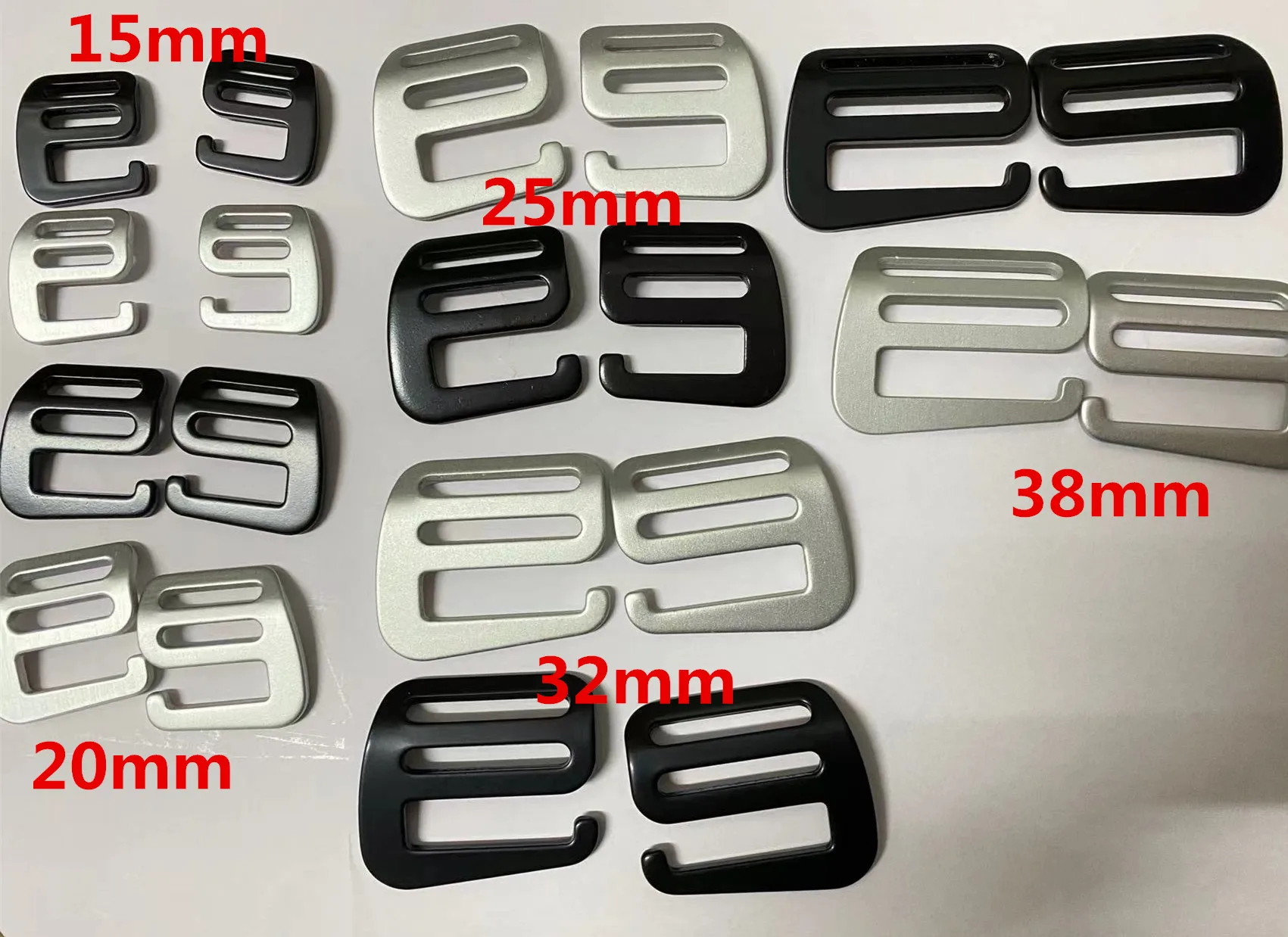 2Pcs Aluminum Alloy Release G Hook Buckles Belt Side Strap Adjusters Bag Backpack Webbing Pet，Inner Dia 15mm 20mm 25mm 32mm 38mm