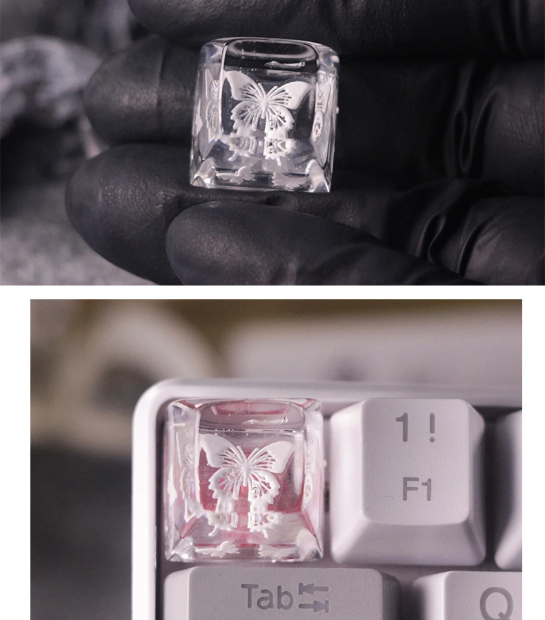 AttackFox فراشة مخصصة كيكابس SA الارتفاع شفافة الراتنج مفتاح قبعات لوحة المفاتيح الميكانيكية Keycap MX التبديل ESC مفتاح لتقوم بها بنفسك الهدايا