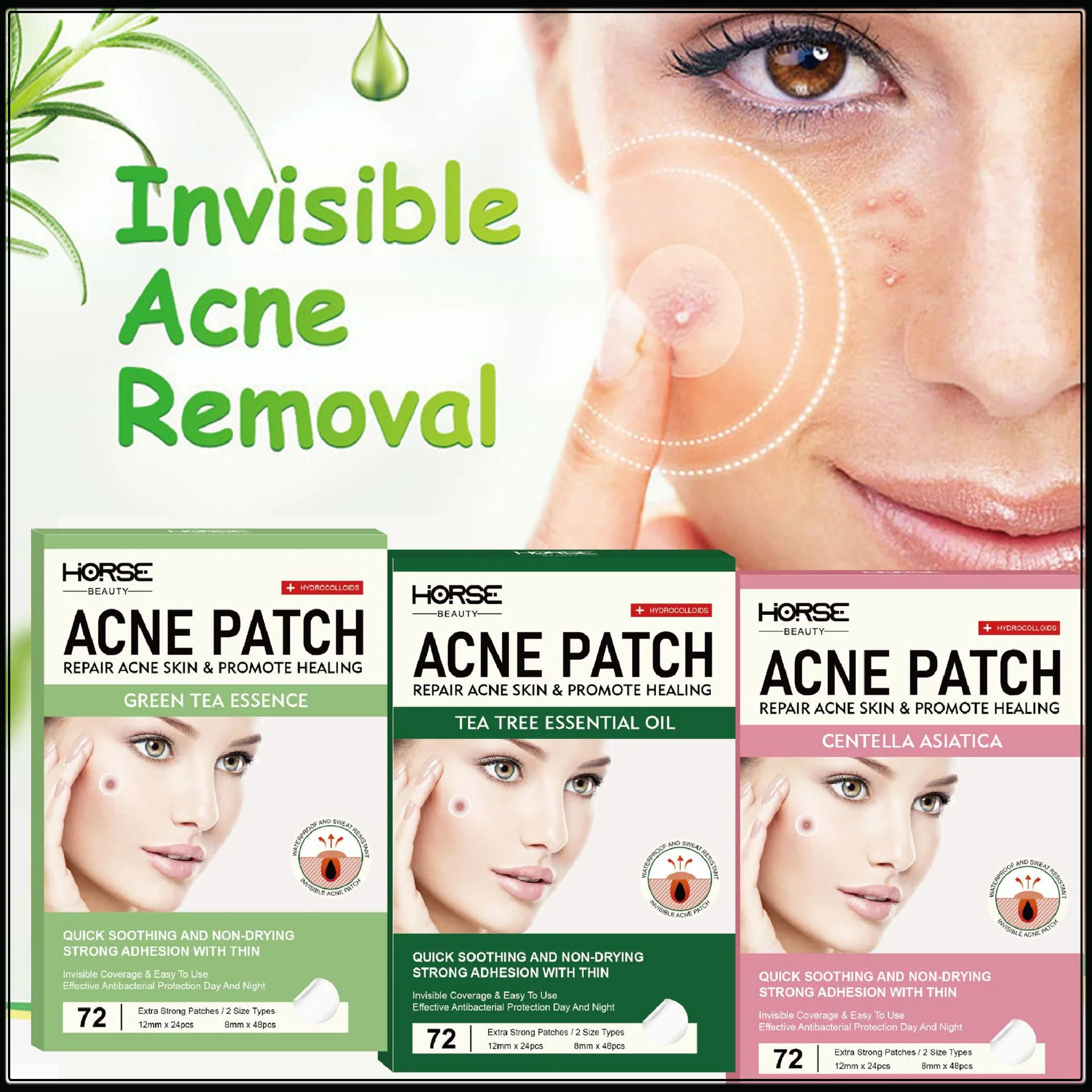 

Невидимый пластырь для чистки прыщей HORSE, увеличивает следы от прыщей и волшебное устройство для удаления прыщей, 72, коллоидный невидимый консилер