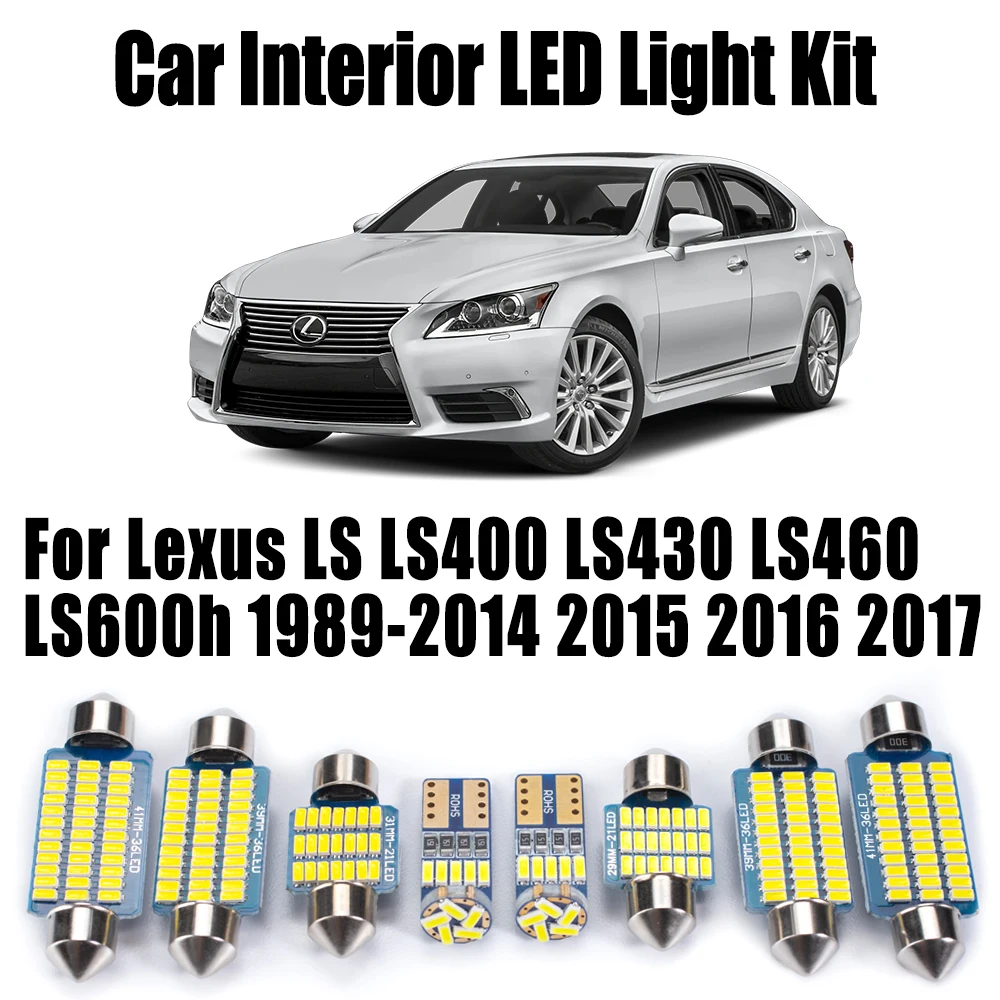 LED Interior Map Dome Door Trunk Vanity Mirror Light Kit For Lexus LS LS400 LS430 LS460 LS600h 1989- 2015 2016 2017 Car Bulbs