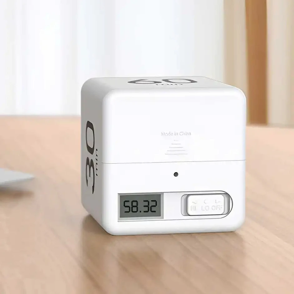 New White Rubik's Cube Timer Cooking Countdow Timer Reminder Hourglass 15-20-30-60 Minutes Flip