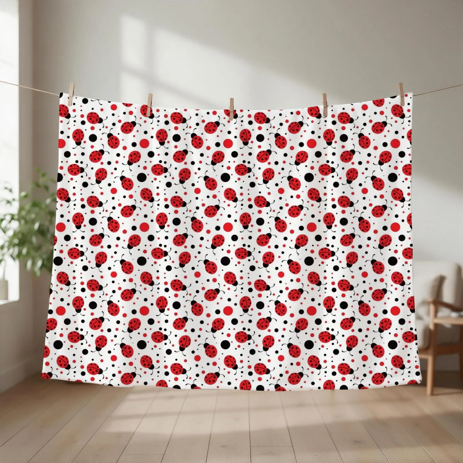 Ladybugs Everywhere Throw Blanket couch cozy soft plush fuzzy picnic outdoor blanket