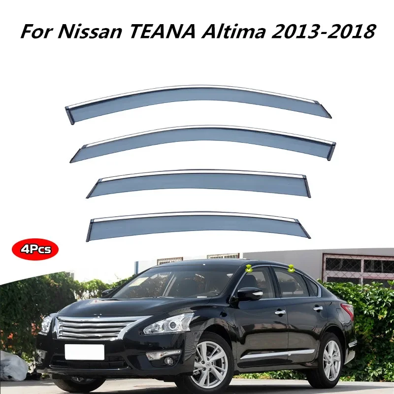 For Nissan TEANA Altima 2013-2018 Accessories Prime Vehicle Cover Side Chrome Window Trim Stainless Steel Visors Rain Guard