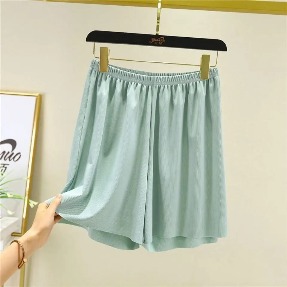 

Pajama Pants Women's Summer Ice Silk Shorts 2022 New Loose and Thin Casual Pants Women's Wide-leg Air-conditioning Size Pants