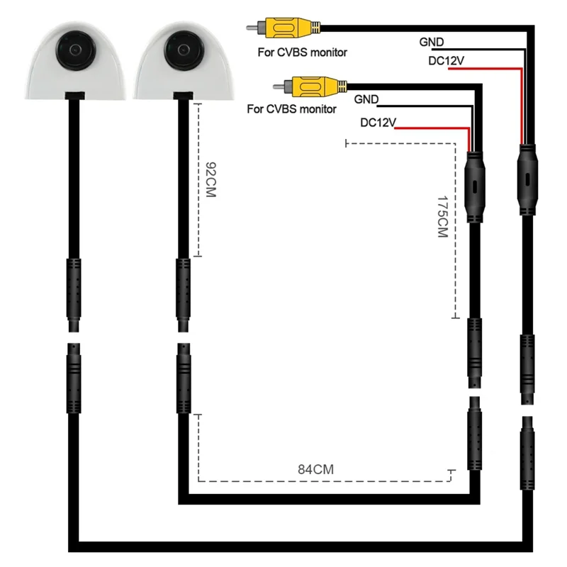 #43T Automotive Parts & Accessories,Car Sticker Installation Side View Camera White,White