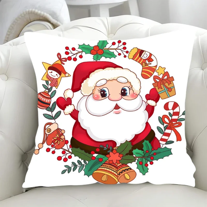 ปลอกหมอนลายการ์ตูนซานตาคลอส ปลอกหมอนอิงตกแต่งสำหรับโซฟา ขนาด 40x40, 45x45 ซม. ของตกแต่งฤดูใบไม้ร่วง