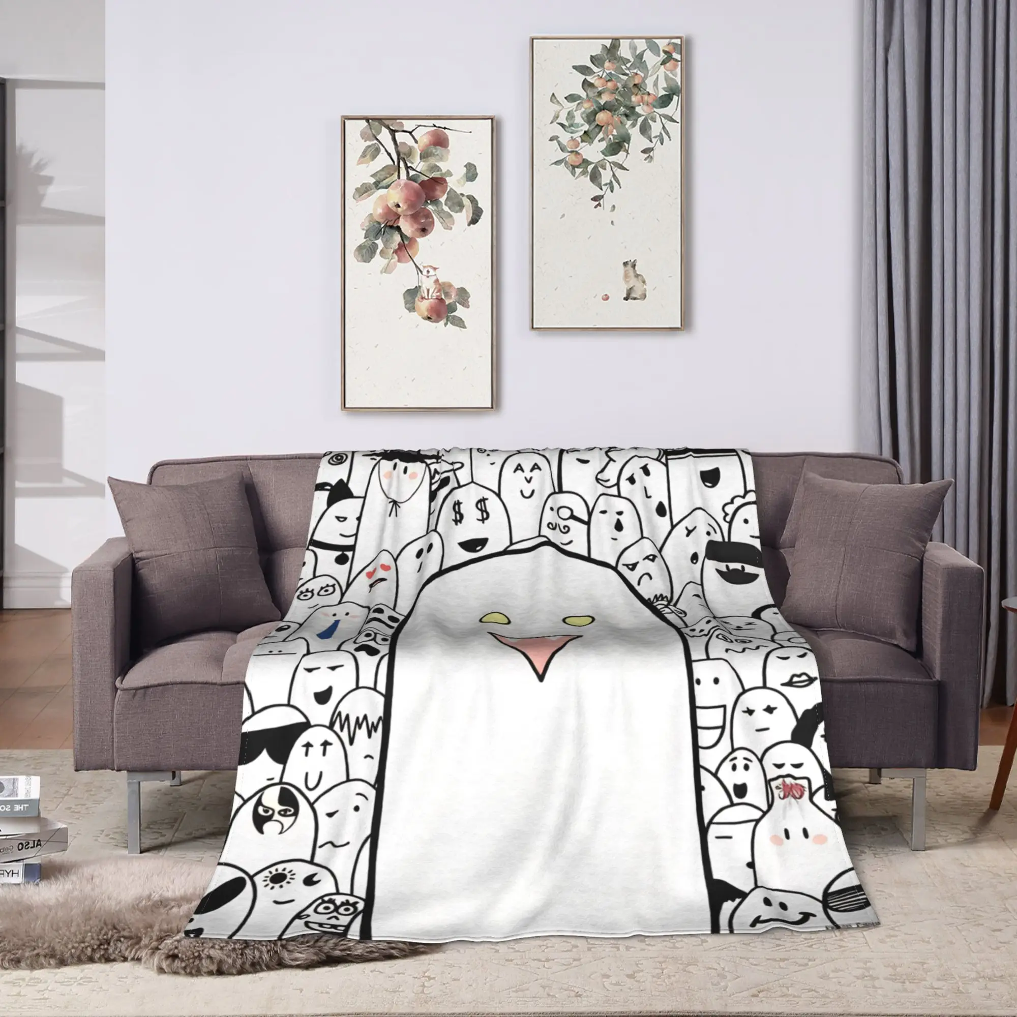 Warm Throw Blanket Picnic L-Lightsaber BL Manhwa Blankets  Flannel Bedspread For Living Room Aesthetic Sofa Bed Cover
