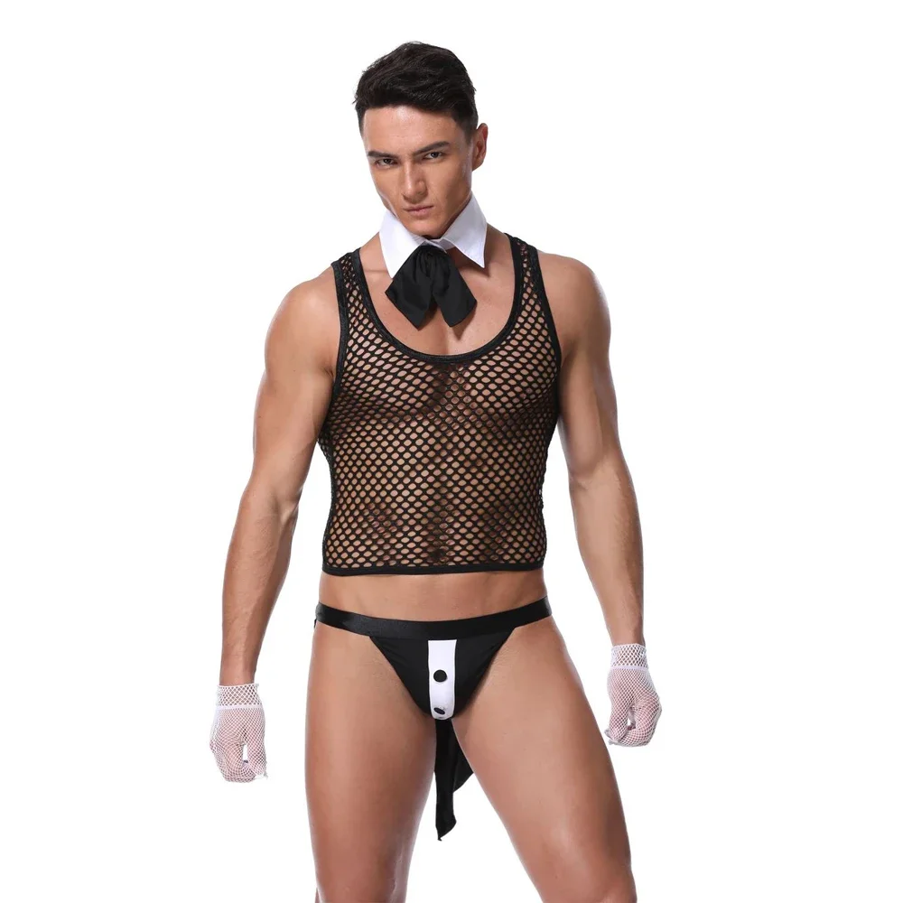 Hot Erotic Men Sexy Waiter Outfit Cosplay Costume Men Maid Lingerie Cosplay Costumes For Sexy Men