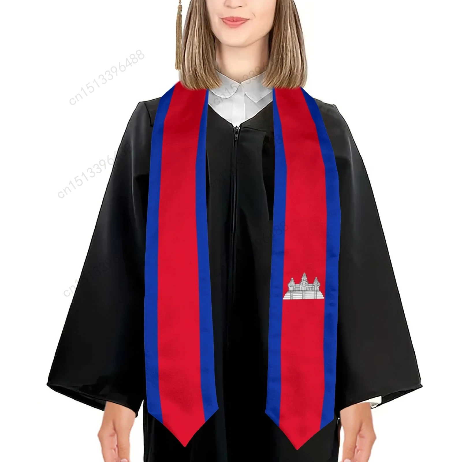 

2025 Cambodia Flag Graduation Stole Shawl Sash Honor For Study Aboard International Students