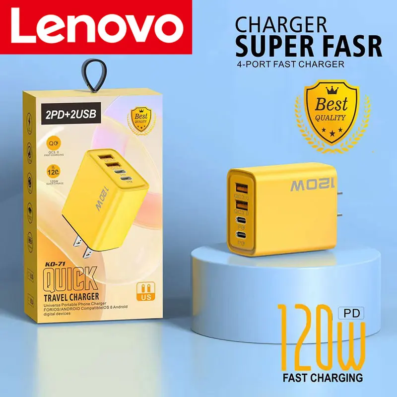 Lenovo 145W PD USB Charger 3 Port Fast Wall Adapter for iPho
