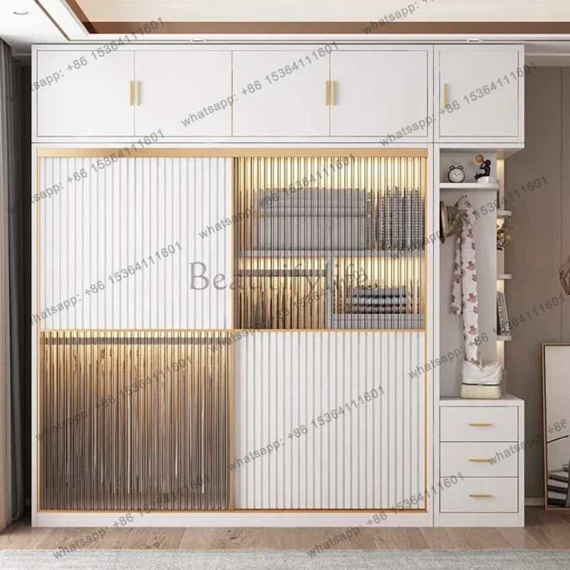 Factory Direct Solid Wood Wardrobe Storage Drawer Organizer Apartment Glass Wardrobe Display Cabinet Szafa Na Ubrania Furniture