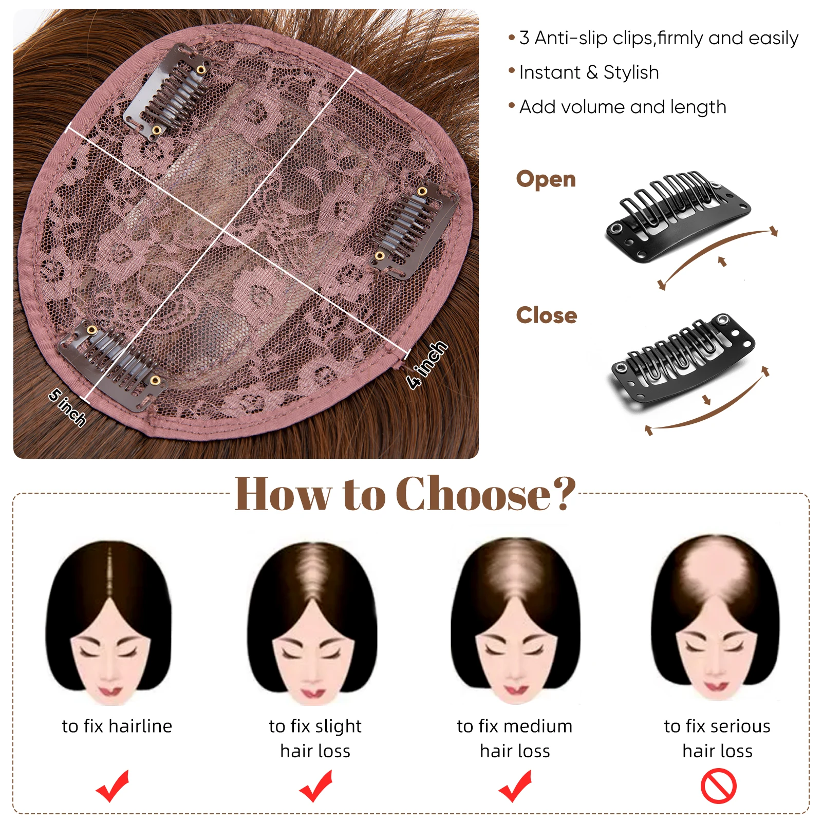 One Piece Synthetic Hair Toupee Fiber Hairpiece For Women Clip In Bangs Extension Wig Lady Fake Natural Invisible Topper C8 view 3