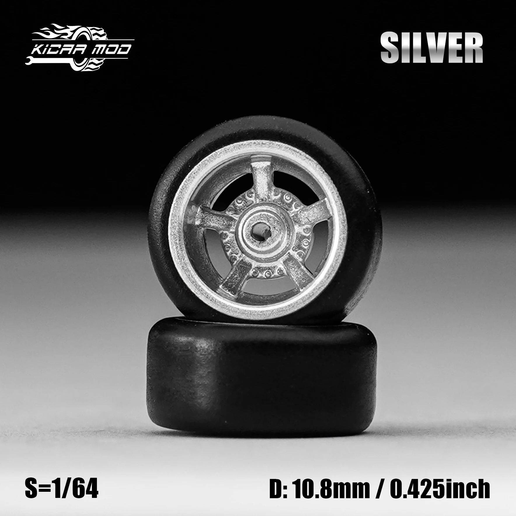 1/64 Modellauto Silber & Graue Räder mit festen Gummireifen, inklusive Nieten für Diecast-Modellautos – Detail 7