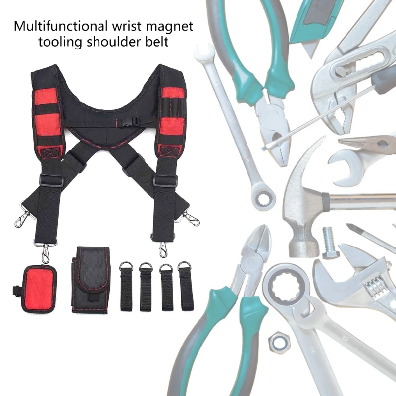 Tool Belt Suspenders Construction Work Suspenders with Detachable Phone Holder Comfortable Foam