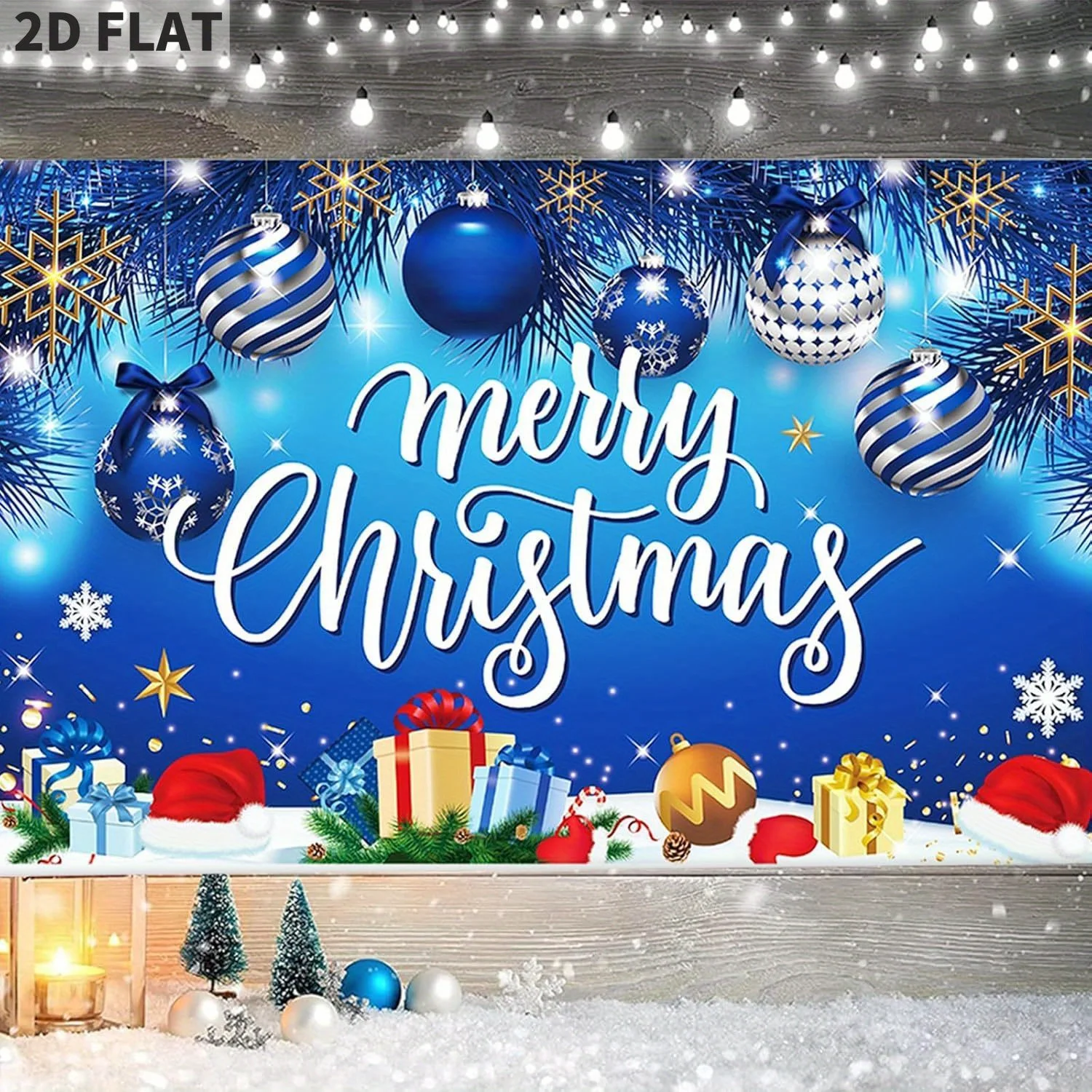 

Merry Christmas Banner Blue Photo Backdrop Party Wall Decorations Snowflake Banner Photography Background Holiday Party Supply