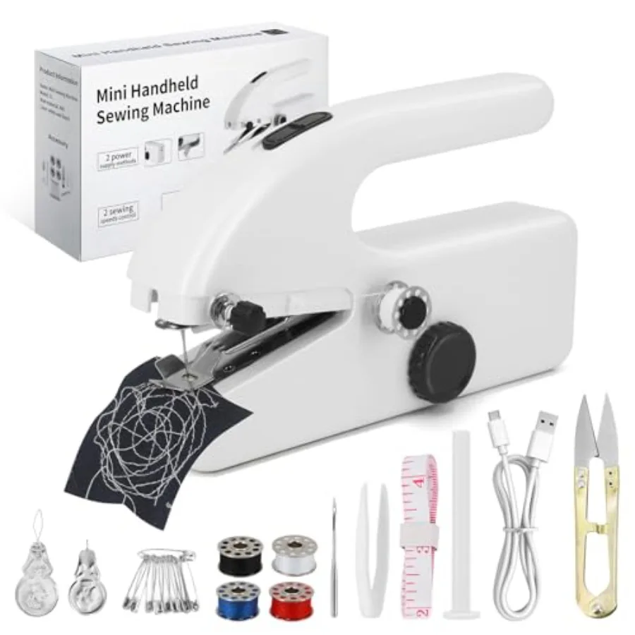 

Handheld Sewing Machine for Beginners, Portable Mini Sewing Machine with Two Speed Modes, Easy to Operate and Fast Stitch Suita