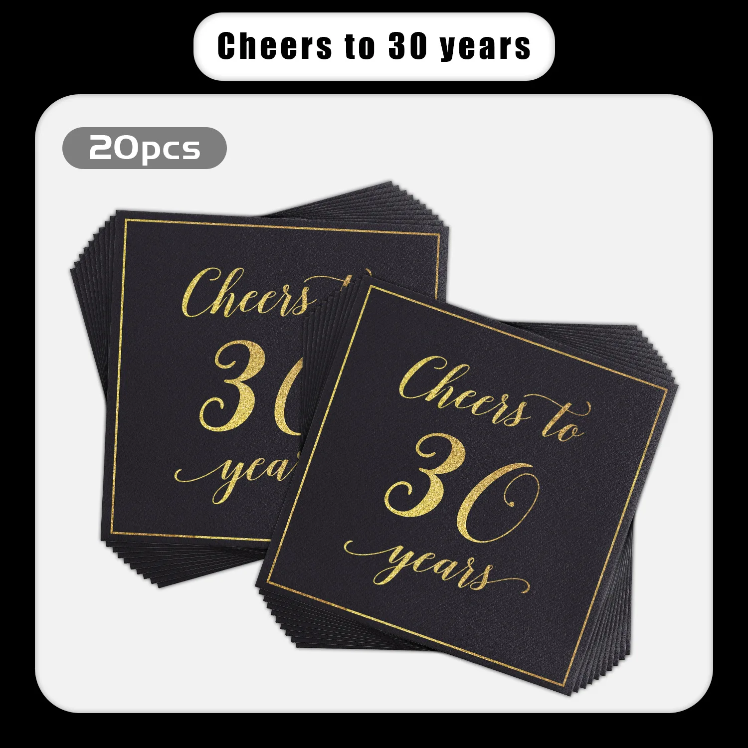 Black Gold Napkins Disposable Party Paper Napkins 30 40 50 60th Birthday Party Supplies Black and Gold Party Dinner Decorations