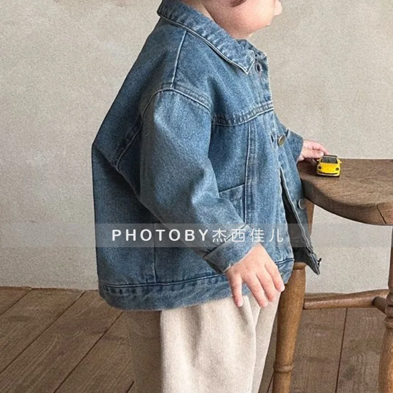 Children's Clothing Boys' and Girls' Spring Coat Handsome Pocket Children's Jacket Denim Fashion Top