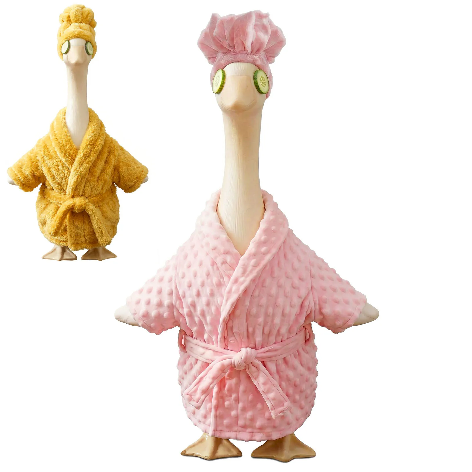 Porch Goose Outfit Goose Statue Clothes Bathrobe Cute Funny Lawn Cement Goose Costume for Patio Yard Garden Statue Decor