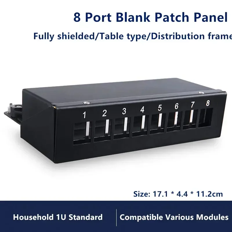 Empty Blank Patch Panel 8 12 Port Keystone Jack Sockets Desktop Wall Mount Distribution Frame For RJ 45 Cat 6a 7 UTP STP Modules