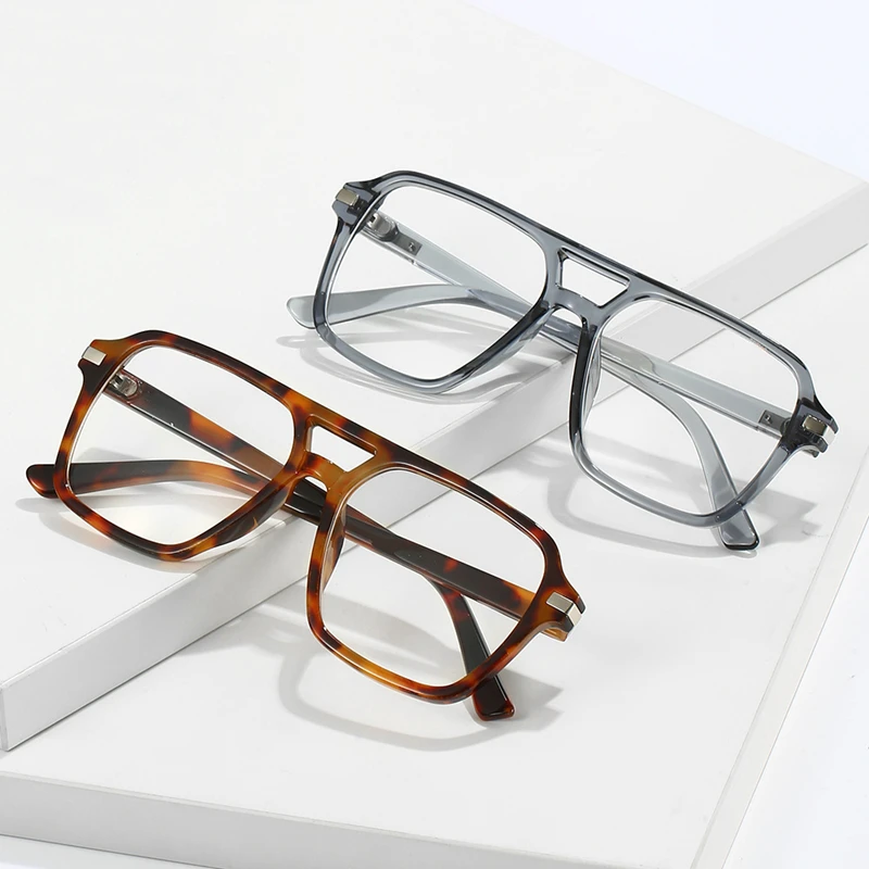 KOCOLIOR New Fashion Men's and Women's Anti Blue Light Photochromic Reading Glasses Large Frame Double Beam Presbyopic Glasses