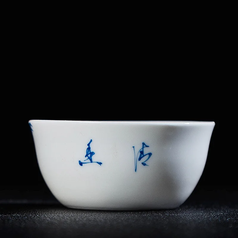 Jingdezhen Blue and White Tea Cup Hand Painted Porcelain Kung Fu Set Pu'er High-End