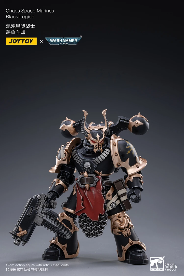 Joytoy Warhammer 1/18 عمل أرقام الفوضى مشاة البحرية الفضائية الأسود الفيلق C لعبة مجسمة الصبي الهدايا 3.75 بوصة