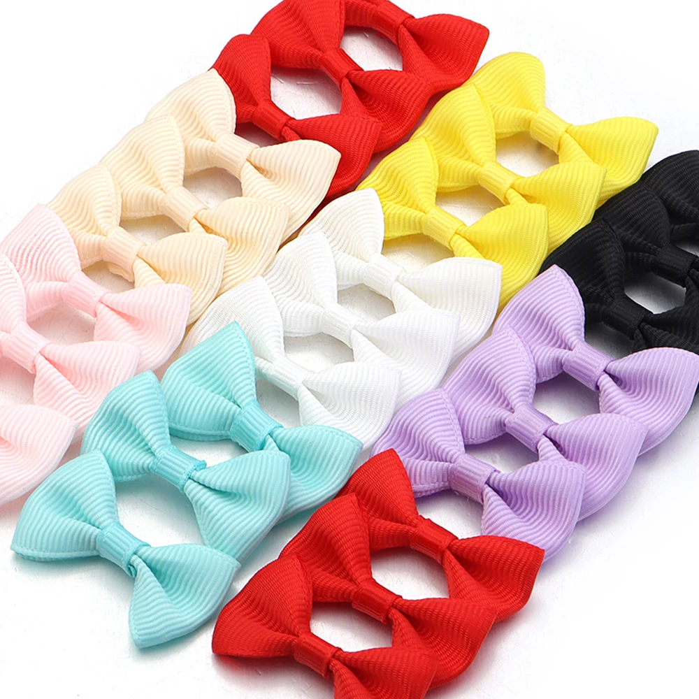 30 pçs/lote mini arcos de fita de cetim 2.5x4cm flor colorida bowknot fita de poliéster arco para diy costura artesanato casa decoração de casamento