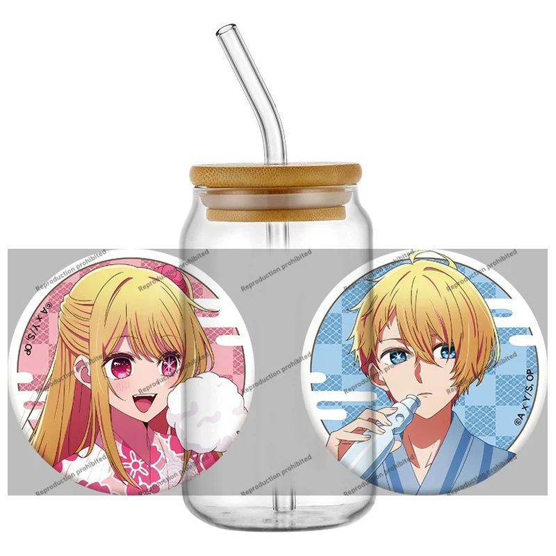 

NEW Japanese anime Customized Gift UV DTF Transfer Sticker Waterproof Decals For 16oz Libbey Glass Can Cup Wrap