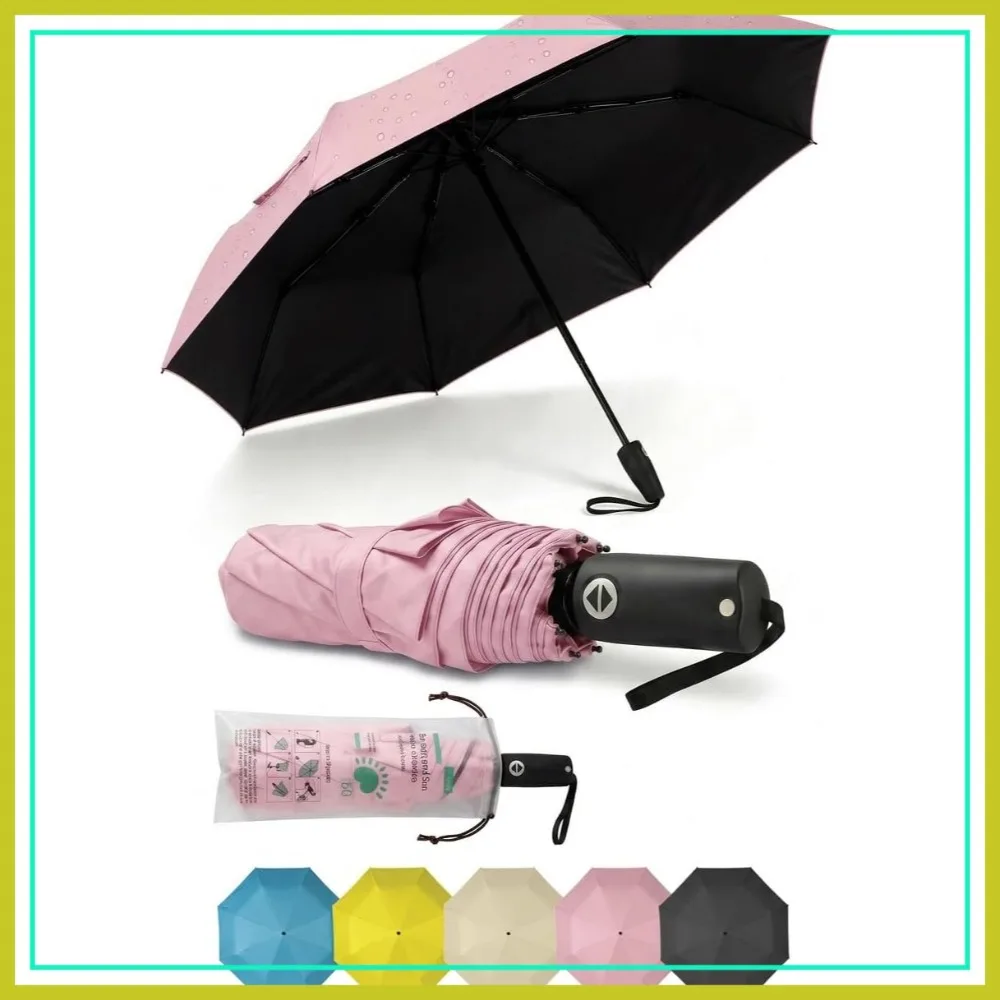 

Compact Travel Umbrella Windproof Auto Open Close for UV Protection UPF 50+ Rain, Fits Backpack Purse Suitcase
