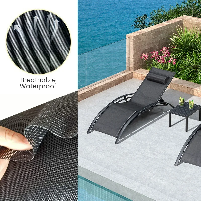 1Pc Teslin Mesh Fabric for DIY Office Beach Lounge Chair Placemat Thick Warterproof Mesh PVC Outdoor Fabric Multi Size Black