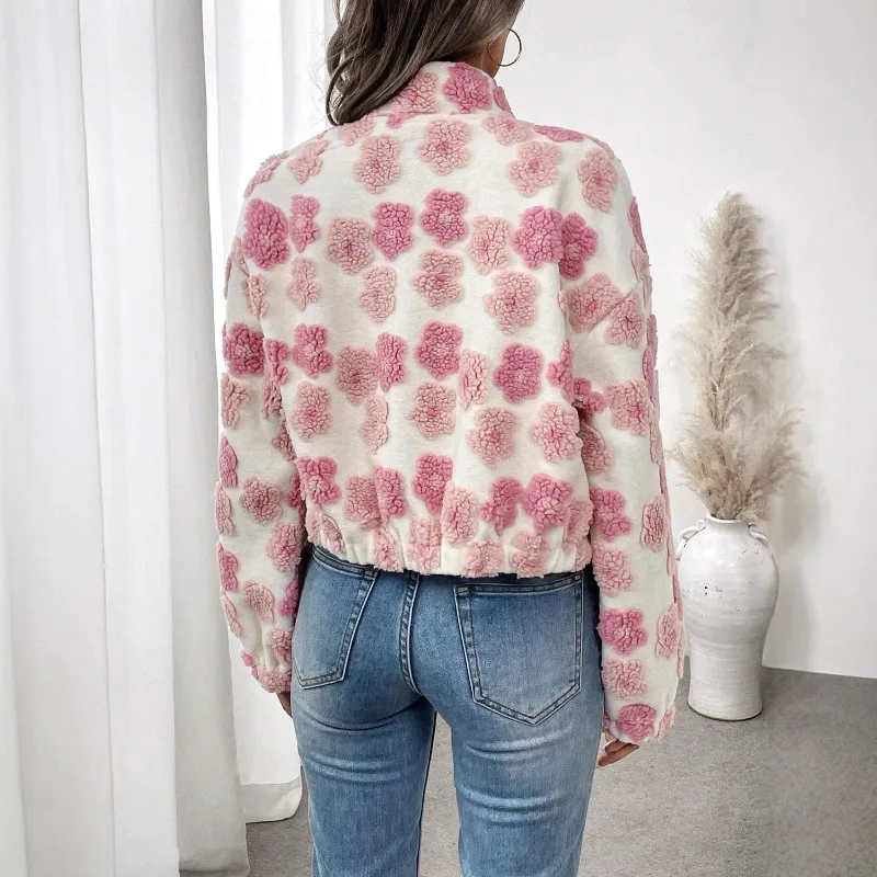 Новая повседневная замшевая короткая куртка, осенне-зимняя модная куртка-кардиган на молнии, розовая элегантная свободная женская одежда