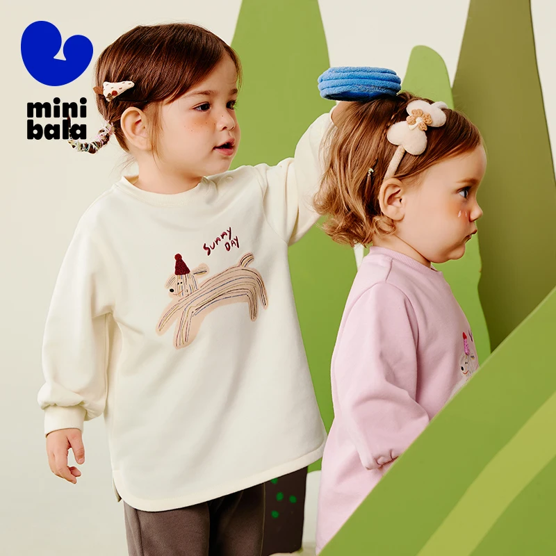 

Толстовка с длинными рукавами для девочек Mini Bala, осень-зима 2022, новый топ с рукавами-фонариками