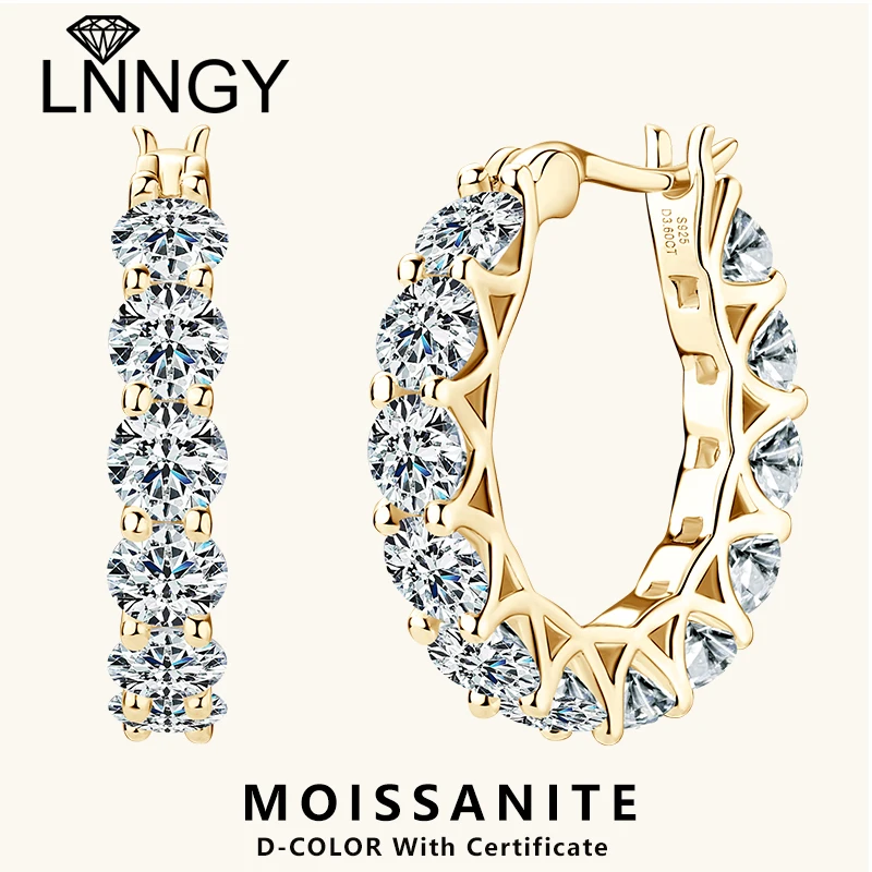 

Lnngy 925 Sterling Silver U-shaped Hoop Earrings Emerald Cut 5*7mm Moissanite Earring For Women Girls Korean INS Jewelry Gift