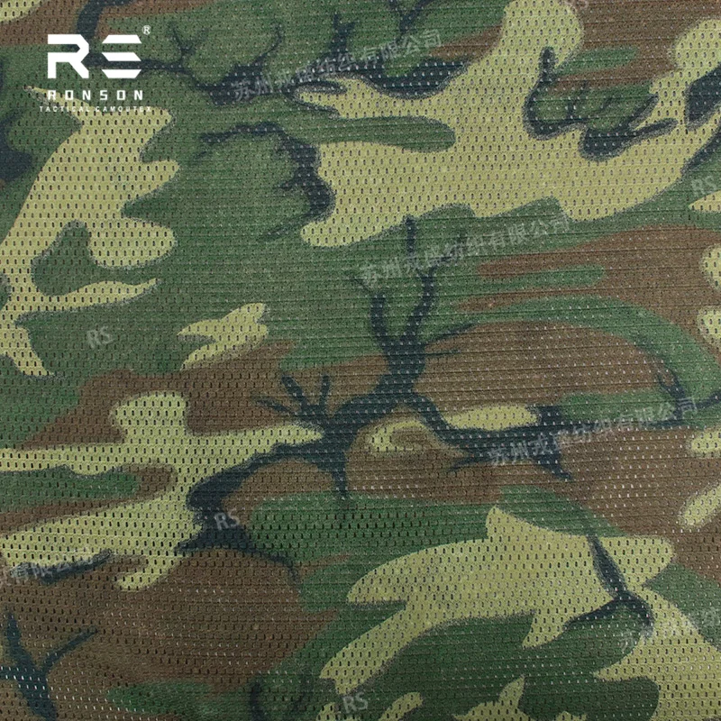 

US ERDL лесная камуфляжная двухсторонняя сетчатая ткань с принтом 120 г/м2 легкая вязаная роскошная маска для лица из 100% полиэстера