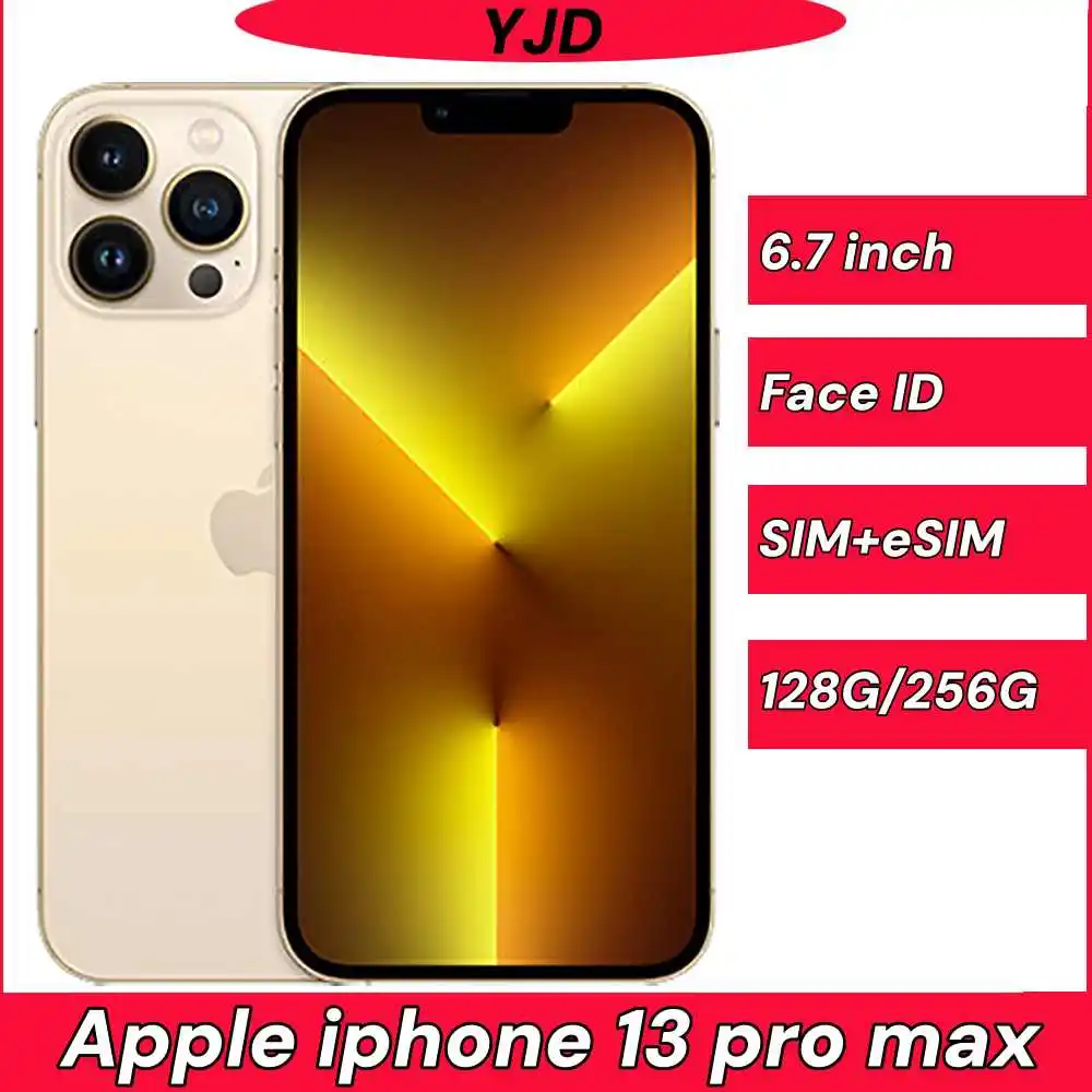 98% جديد Apple iPhone 13 Pro Max 128GB 256GB 512GB ROM 6.7 "Super Retina OLED 6GB RAM غير مقفول A15 IOS Face ID NFC هاتف محمول مستعمل #1