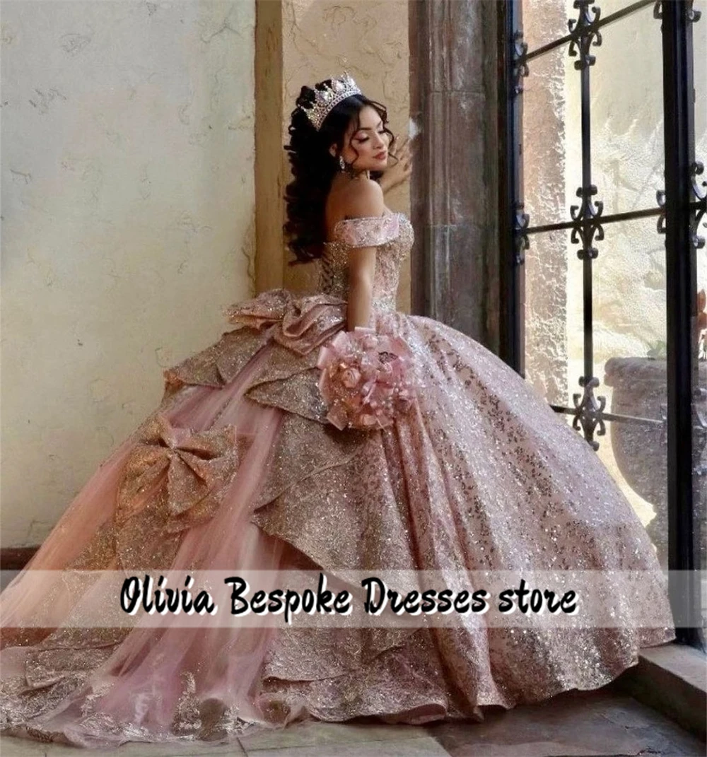 Robe de Bal Rose Kly à Lacets avec Nministériels d et Volants, Robes de Quinceanera de 15 Ans Personnalisées, 2024