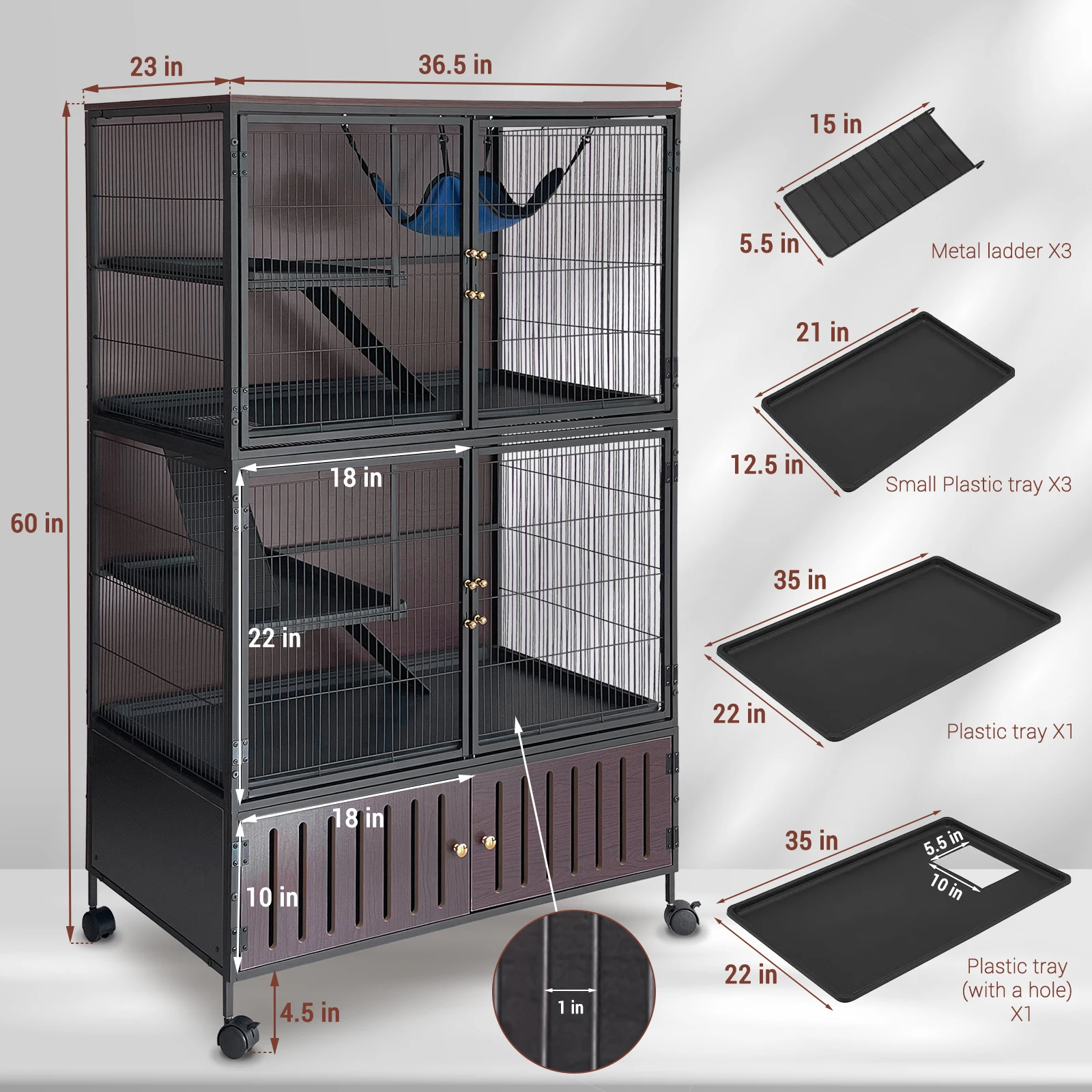 Spacious 5-Level Ferret Cage with Locker - 59
