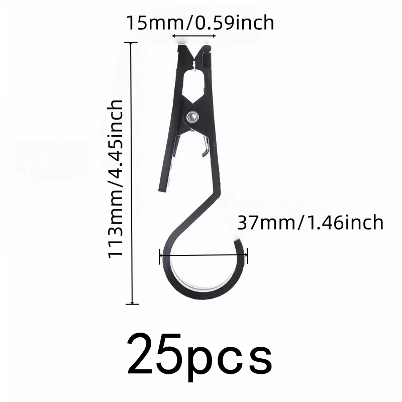 25pcs Reinforced Fabric-safe Tent Clips Even Force Tarp Hooks Yard Camping Lamp Clothes Hanging Accessories