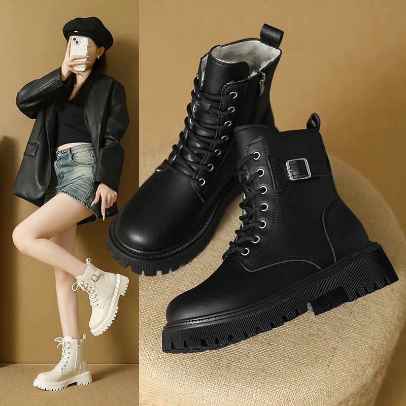 

2025 зимние новые женские короткие бархатные ботильоны на толстой подошве с боковой молнией, большие простые зимние женские модные ботинки с круглой головкой