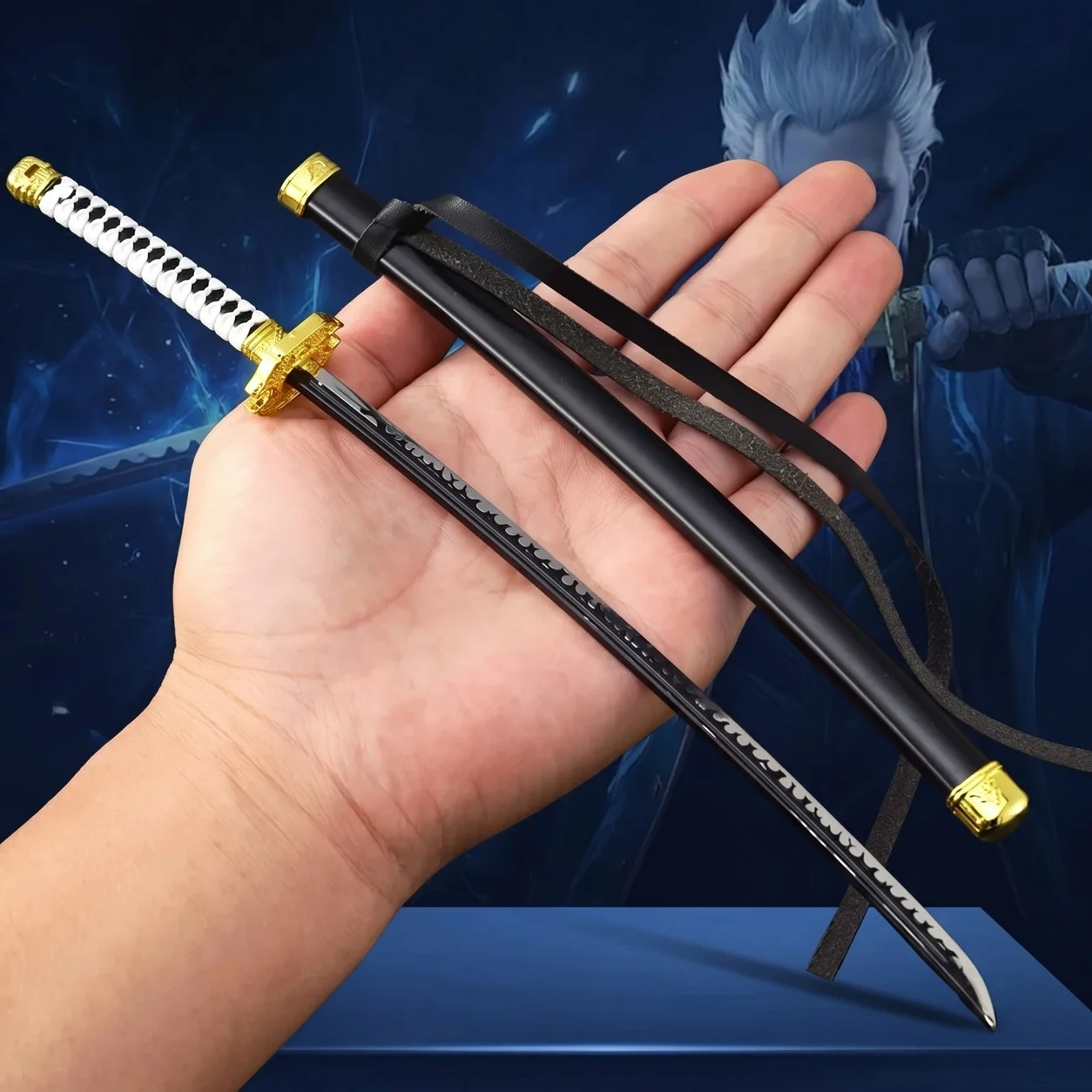 10 Inch Devil May Cry Vergil Yamato Mini Metal Katana Sword Cosplay Prop Display Sabre Blade Collection Anime Game Desk Decor