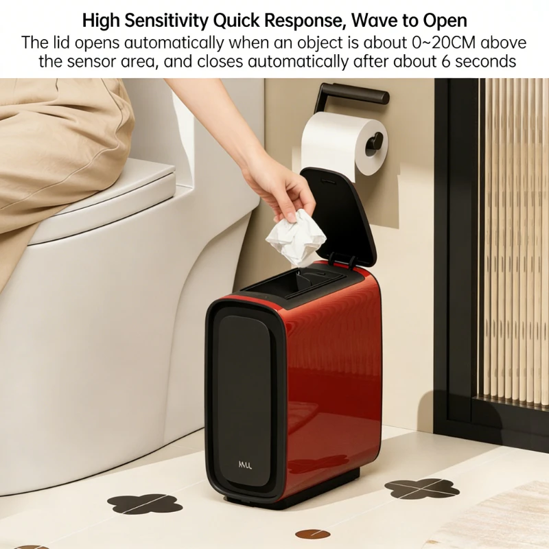 

Автоматический мусорный бак с высокими ножками и крышкой, умный сенсорный контейнер для отходов из нержавеющей стали, узкая мусорная корзина для кухни