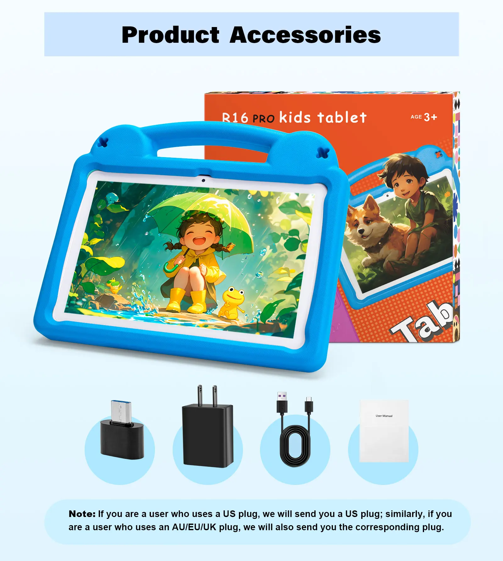 2025 Verbeterde kindertablet, 10,1-inch Android 15 kindertablet met ouderlijk bediening, 5000 mAh batterij, 8 GB + 64 GB, geweldig cadeau voor peuters