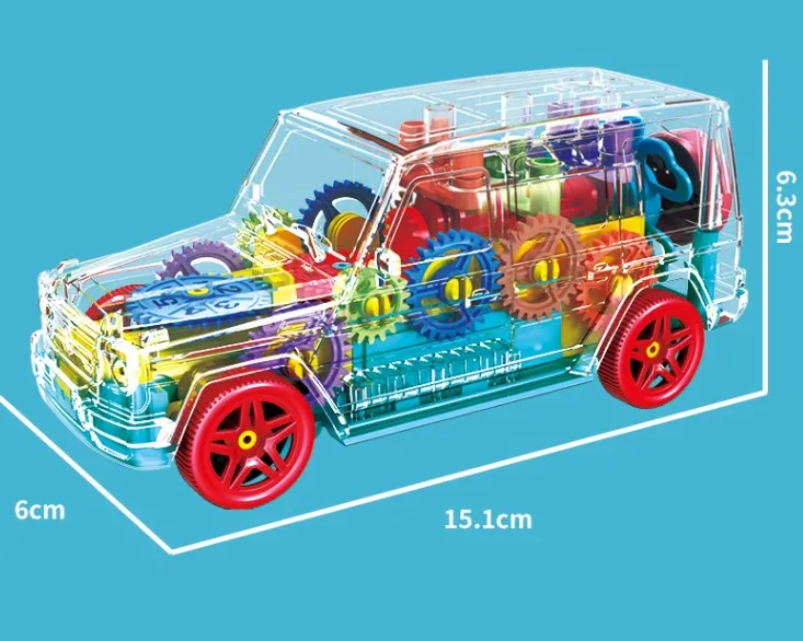 Carro de brinquedo elétrico infantil quebra-cabeça carro de brinquedo 1-3 anos de idade música leve carro de engrenagem transparente universal
