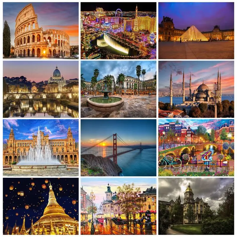 

CHENISTORY Painting By Numbers City Landscape For Adults Diy Crafts Acrylic Paint Kits Home Decor Gift Canvas Drawing By Numbers