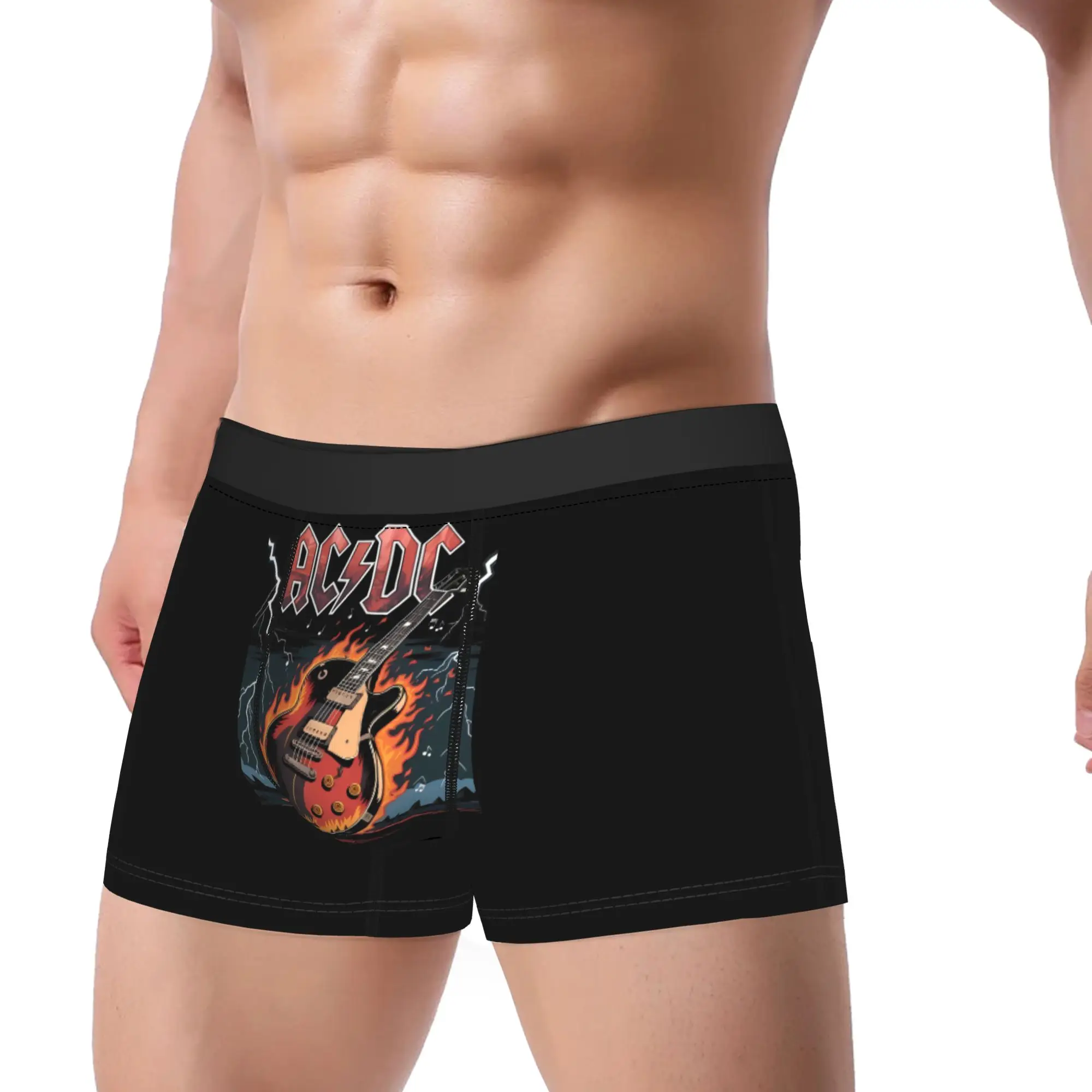 

Novelty Boxer Shorts Panties Briefs Men's Band 1975 Rock Underwear ACANDDC Breathable Underpants for Homme Plus Size