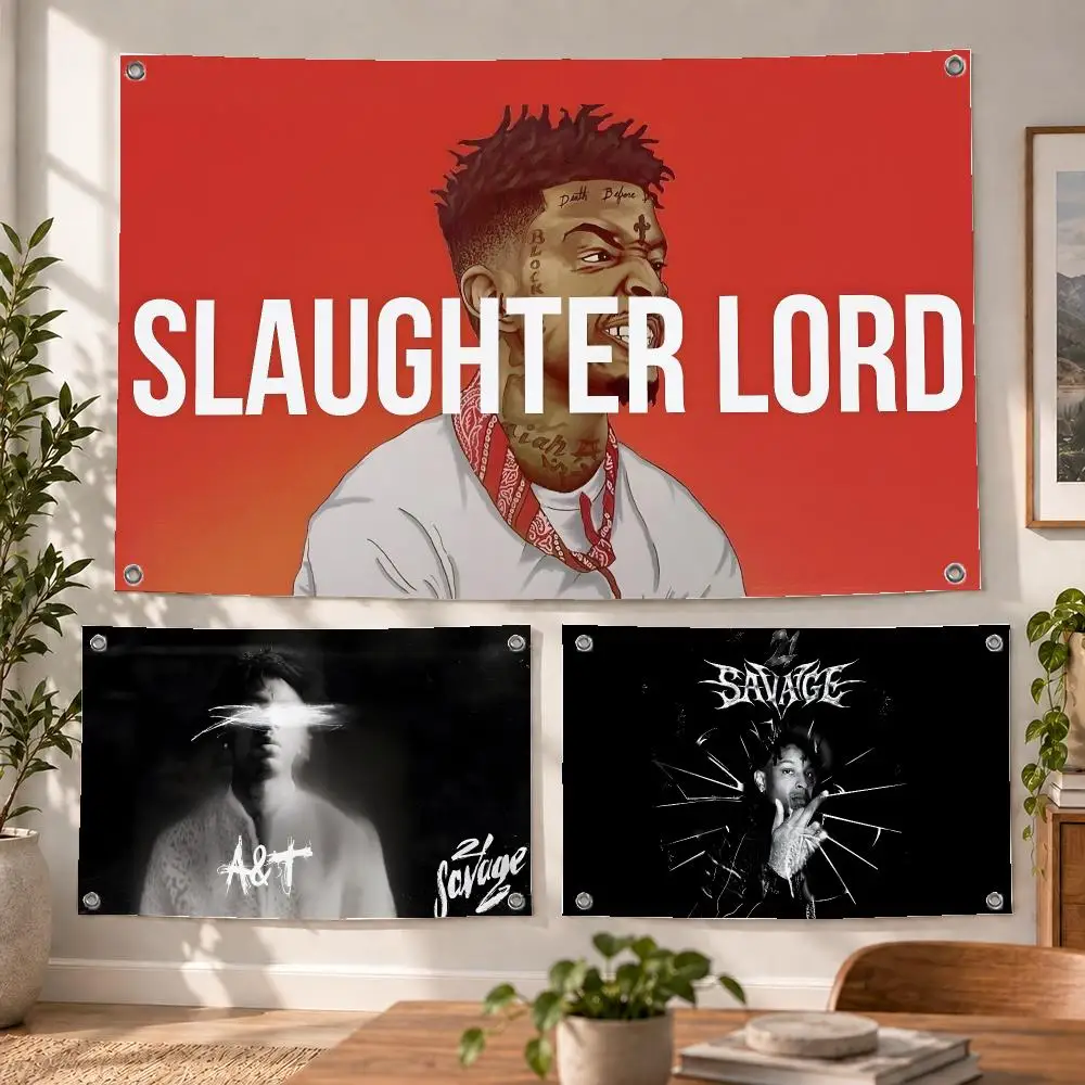 Rapper Trap 21 Savage Flags Decorative Flag Banner Indoor Bedroom Dorm Gaming Room Wall Party Club Decor Fan Gift